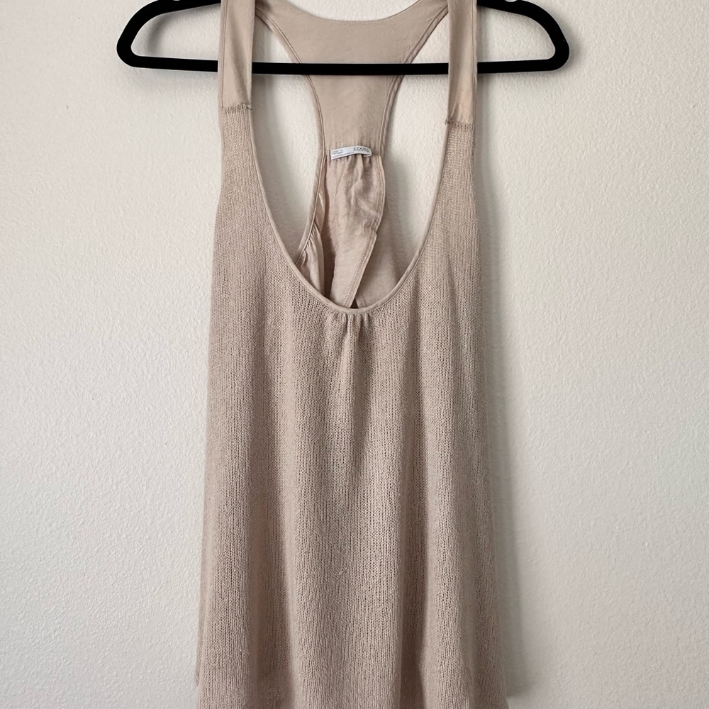 Zara B/W Collection Cami Vest Top Tank Beige T-Shirt Size Medium